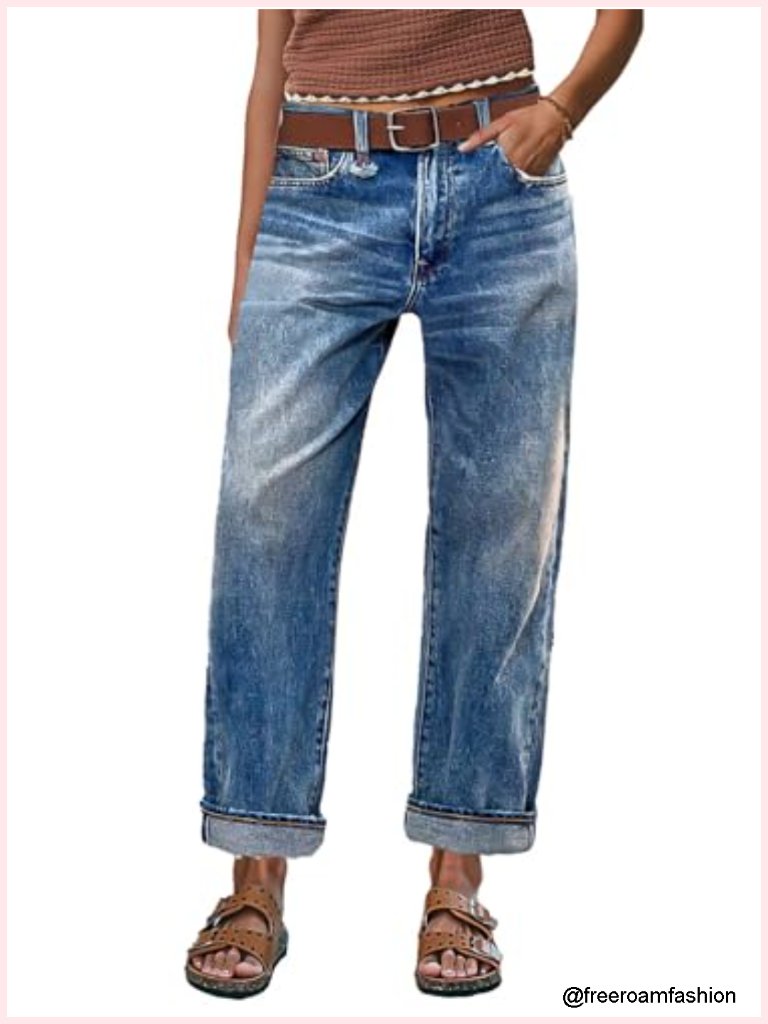 Straight Leg Crop Jeans With Raw Hem